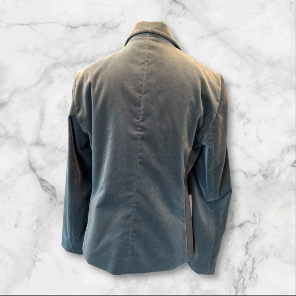 Lafayette 148 New York Gray-Green velvet one button blazer 12p - Picture 4 of 8